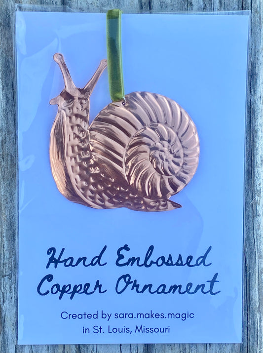 Copper Embossed Snail Ornament